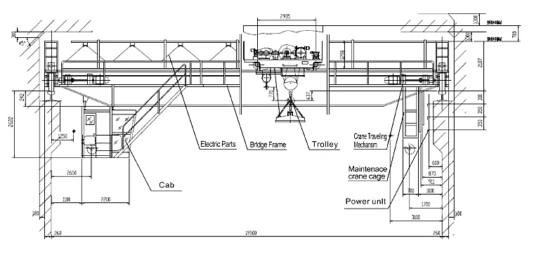 QC Double Girder Overhead Crane drawing